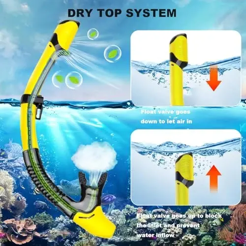 Kattalar uchun snorkeling uskunalari, temperlangan shishali quruq tepalikli snorkel to'plami, tumanlanishga qarshi va oqishga qarshi panoramik suzish maskasi, suv ostida suzish, suzish, sayohat uchun sozlanishi snorkel to'plami va sumkasi - 5