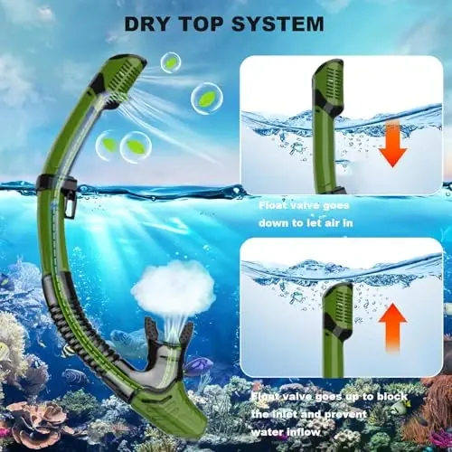 Kattalar uchun snorkeling uskunalari, temperlangan shishali quruq tepalikli snorkel to'plami, tumanlanishga qarshi va sizib chiqmaydigan panoramali suzish maskasi, suvga sho'ng'ish, suzish, sayohat uchun sozlanishi snorkel to'plami, sumka bilan - 4