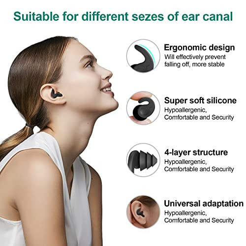 Kattalar uchun suzish quloq tıkaçlari, 3 juft suv o'tkazmaydigan qayta ishlatiladigan silikon suzish quloq tıkaçlari suzish, sörf, snorkelizatsiya, dush va suv havzasi, plyaj, okean (kattalar va 14 yoshdan katta o'spirinlar) - SWIMMING (1)