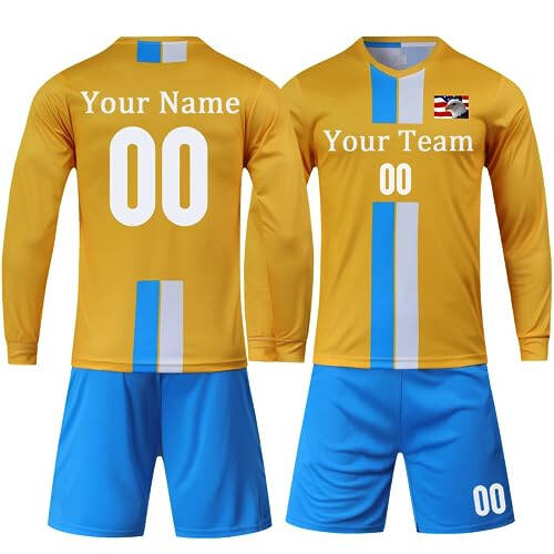 Kattalashgan/Bolalar uchun Goalkeeper Jersey Futbol uchun Maxsus Goalkeeper Jersey Shaxsiylashtirilgan Uzoq Yengli va Shim kiyimlari bilan Ism Jamoa Logosi - 1