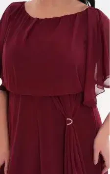 Kattayi Bosh Shifon Elastik Lirachali Uzun Abiy KL3114 Kostyum Qizil-jigarrang - 3