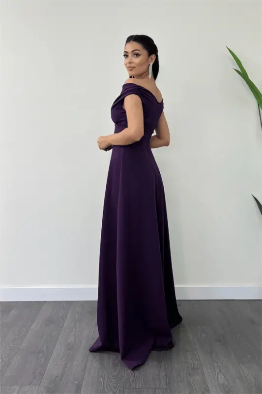 Kauchuk bo'yinli keng libos - Baqlajon binafsha - 5