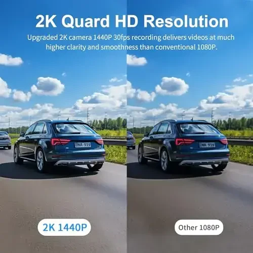 KAWA Dash Cam 2K, WiFi Dash Camera for Cars 1440P with Hand-Free Voice Control, Night Vision, Mini Hidden Dashcam Front, Emergency Lock, Loop Recording, 24-Hour Parking Monitor, APP, Support 256GB Max - KAWA