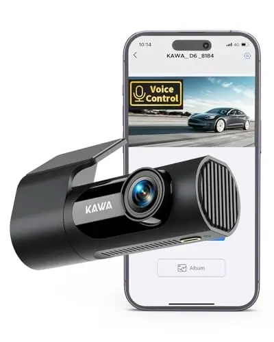 KAWA Dash Cam 2K, WiFi Dash Camera for Cars 1440P with Hand-Free Voice Control, Night Vision, Mini Hidden Dashcam Front, Emergency Lock, Loop Recording, 24-Hour Parking Monitor, APP, Support 256GB Max - 6