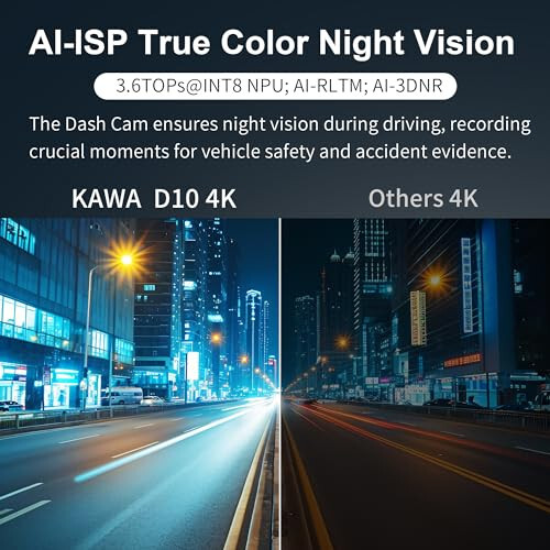 KAWA 4K Dash Cam Front Rear, AI-ISP Night Vision, Free 64GB Card, 4K+1080P Dual WiFi Dash Camera for Cars with Sony STARVIS, GPS and Speed Dashcam, 3.16” IPS Screen, G-Sensor, AI 24H Motion Detection - 2