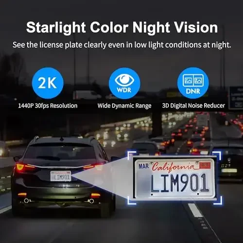 KAWA Dash Cam 2K, WiFi Dash Camera for Cars 1440P with Hand-Free Voice Control, Night Vision, Mini Hidden Dashcam Front, Emergency Lock, Loop Recording, 24-Hour Parking Monitor, APP, Support 256GB Max - 3