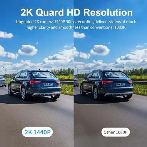 KAWA Dash Cam 2K, WiFi Dash Camera for Cars 1440P with Hand-Free Voice Control, Night Vision, Mini Hidden Dashcam Front, Emergency Lock, Loop Recording, 24-Hour Parking Monitor, APP, Support 256GB Max - 1