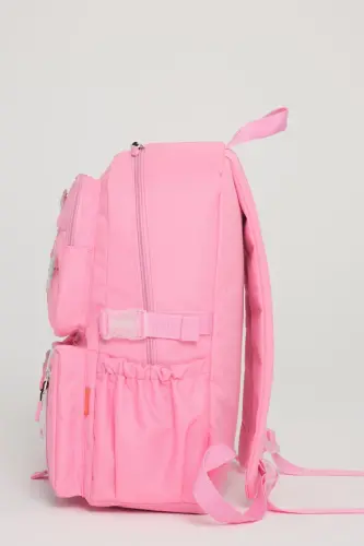 Kawaii Kore Tarzı Okul Çantası Aksesuarlı Kız Çocuk ve Erkek Çocuk Sırt Çantası AÇIK PEMBE - Açık Pembe - 3