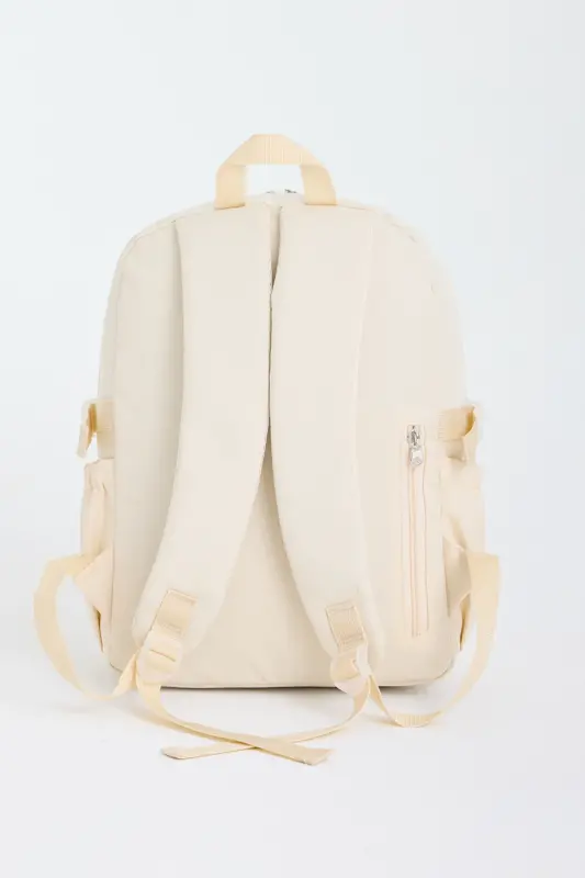 Kawaii Kore Tarzı Okul Çantası Aksesuarlı Kız Çocuk Ve Erkek Çocuk Sırt Çantası Koyu Krem-Koyu Krem - 4