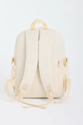 Kawaii Kore Tarzı Okul Çantası Aksesuarlı Kız Çocuk Ve Erkek Çocuk Sırt Çantası Koyu Krem-Koyu Krem - 4