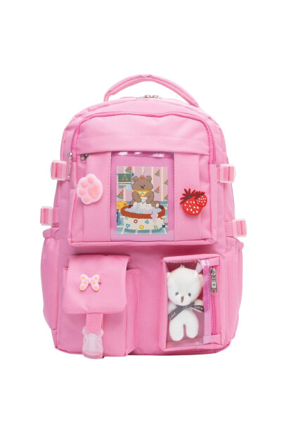 Kawaii Kore uslubidagi to'liq aksessuarli ortopedik mahalliy kundalik maktab portfeli - QUOVO