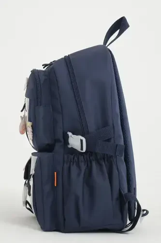 Kawaii Korean Style School Bag with Accessories for Girls and Boys Backpack-Navy Blue - ROXBROS (1)
