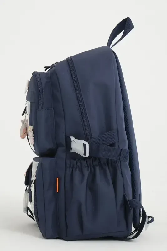 Kawaii Korean Style School Bag with Accessories for Girls and Boys Backpack-Navy Blue - 2