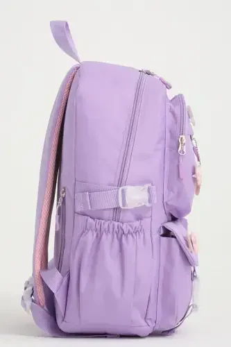 Kawaii Korean Style School Bag with Accessories for Girls and Boys Backpack Purple-Purple - 3
