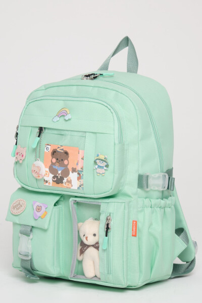 Kawaii Korean Style School Bag with Accessories for Girls and Boys Backpack SEA GREEN - 7