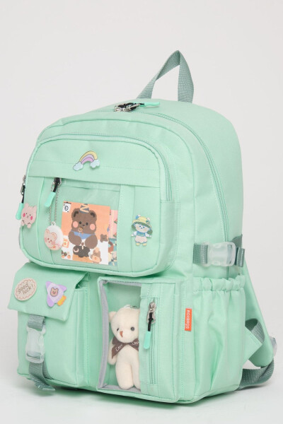 Kawaii Korean Style School Bag with Accessories for Girls and Boys Backpack SEA GREEN - 2