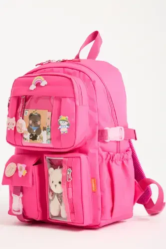 Kawaii корейский стиль школьная сумка для девочек и мальчиков с аксессуарами рюкзак розовый-розовый - 2