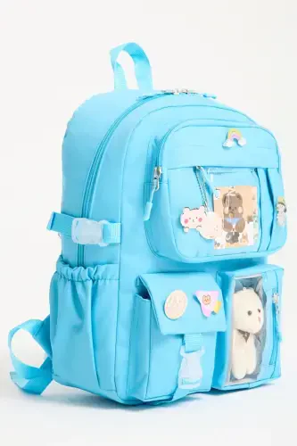 Kawaii корейский стиль школьная сумка с аксессуарами для девочек и мальчиков рюкзак бирюзовый-бирюзовый - ROXBROS (1)