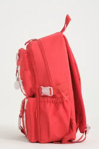 Kawaii Koreys uslubidagi maktab sumkasi, aksessuarlari bilan qizlar va o'g'il bolalar uchun ryukzak, qizil-qizil - ROXBROS (1)