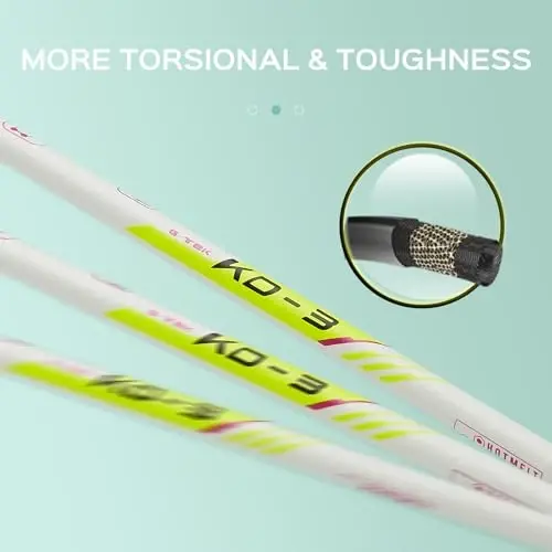 Kawasaki Badminton Rackets, Professional Graphite Shaft Badminton Set of 2 for Backyard, with 2 Lightweight Carbon Badminton Racquets/3 Badminton Shuttlecocks/2 Racquet Overgrips/1 Carry Bag - 2