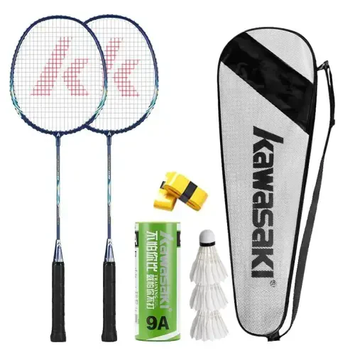 Kawasaki Badminton to'plami 2 ta badminton raketkasi, 3 ta volan va tashish sumkasi bilan - VICLEO (1)