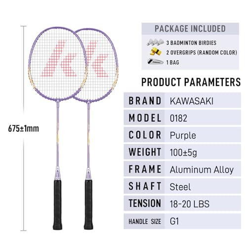 Kawasaki Badminton to'plami 2 ta badminton raketkasi, 3 ta voleybol to'pi va ko'tarish sumkasi bilan - 6