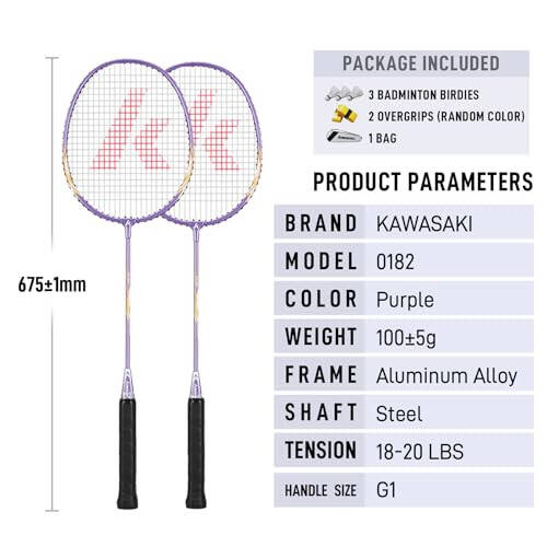 Kawasaki Badminton to'plami 2 ta badminton raketkasi, 3 ta voleybol to'pi va ko'tarish sumkasi bilan - 6