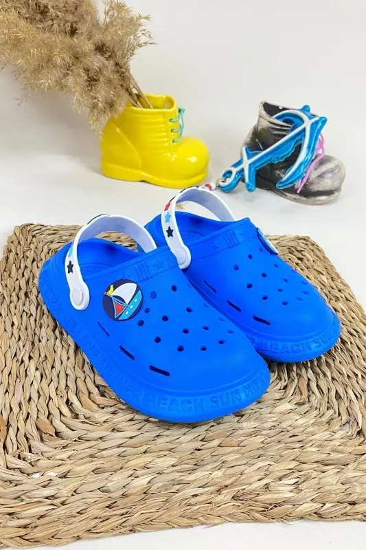 Kaydırmaz Taban Yazlık Çocuk Sandalet/terlik - Deniz Havuz Sandaleti - Calx8010-Mavi - ZERENYUS
