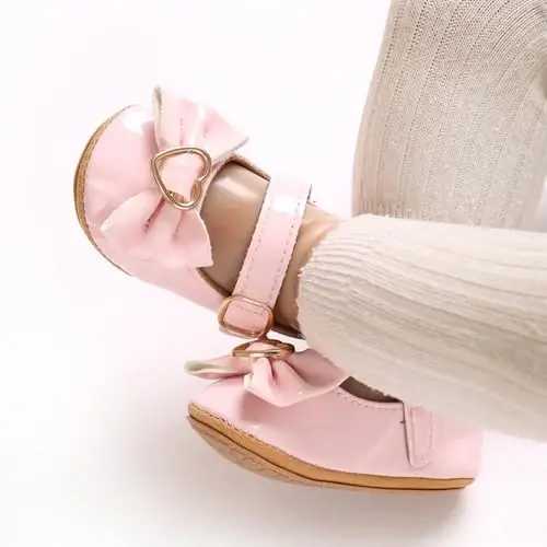 Baby Girls Mary Jane Flats Shoes with Non-Slip Soft Sole Toddler First Walkers Newborn Princess Dress Shoes - 2