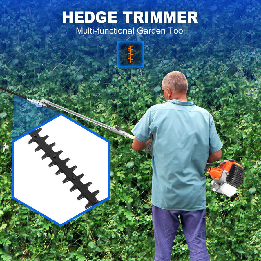 KAYESAMPRA 52cc 2-Stroke 5 in 1 Garden Hedge Trimmer Combo, Gas Powered Long Reach Pole Saw Grass String Trimmer Brush Tree Cutter Pruner Weed Eater Multi Functional Garden Trimming Tools - 6