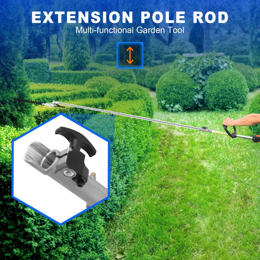 KAYESAMPRA 52cc 2-Stroke 5 in 1 Garden Hedge Trimmer Combo, Gas Powered Long Reach Pole Saw Grass String Trimmer Brush Tree Cutter Pruner Weed Eater Multi Functional Garden Trimming Tools - 9