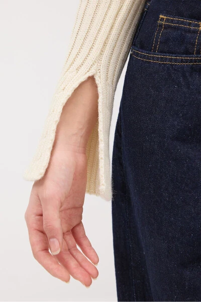 Kayık Yaka Fermuarlı Triko Hırka H1427 - 3