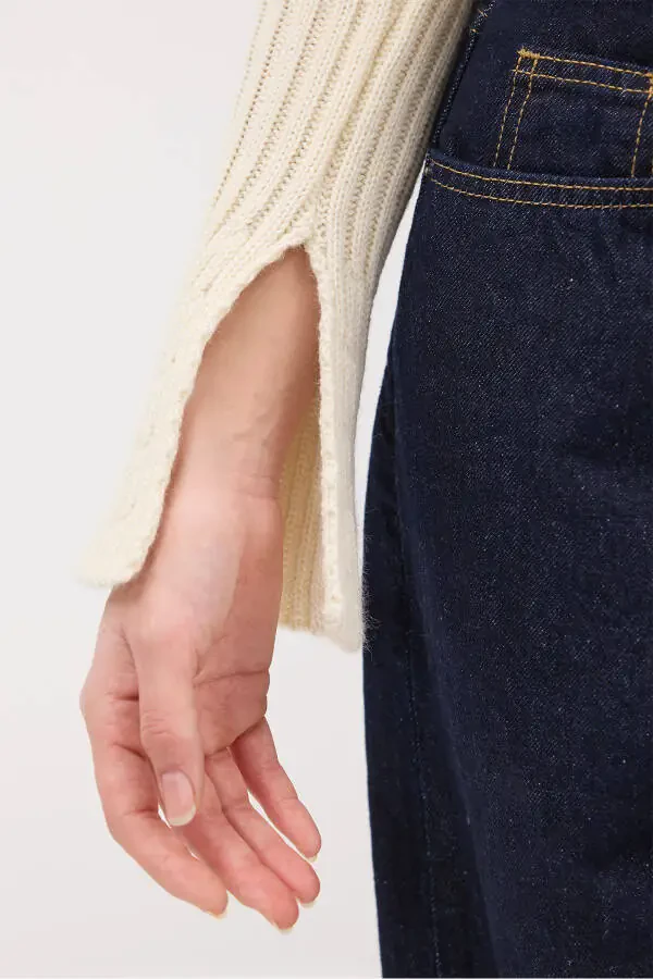 Kayık Yaka Fermuarlı Triko Hırka H1427 - 3