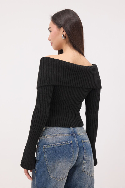 Kayık Yaka Fermuarlı Triko Hırka H1427 - 5