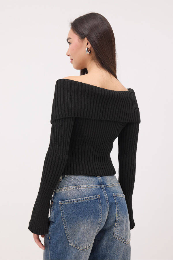 Kayık Yaka Fermuarlı Triko Hırka H1427 - 5