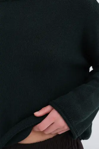 Kayık Yaka Triko Kazak K10237-A5-Safir - 3