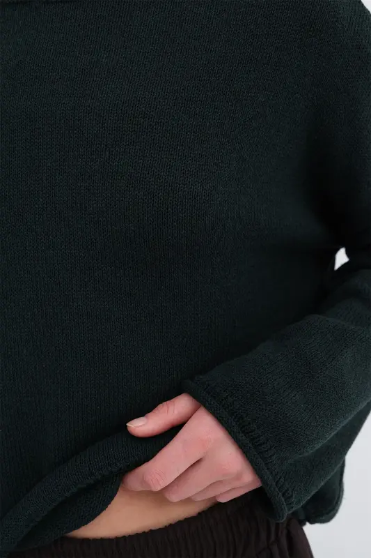 Kayık Yaka Triko Kazak K10237-A5-Safir - 3