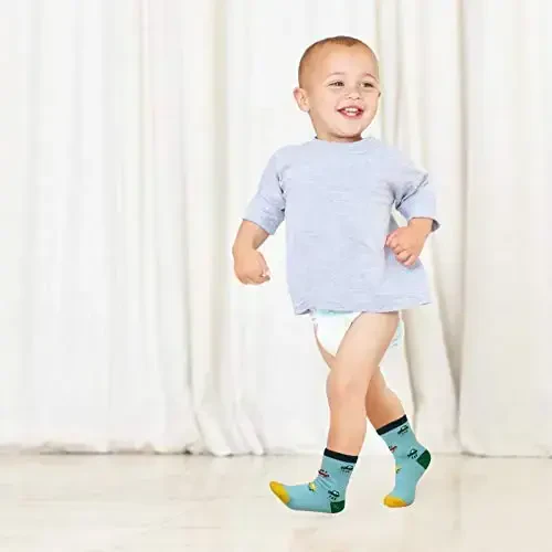 SkiBeaut Toddlers Kids Non Slip Socks Grips Sticky Slippery Crew Socks for 1-7 Years Old 12 Pairs Children Boys Girls Socks - SKIBEAUT (1)