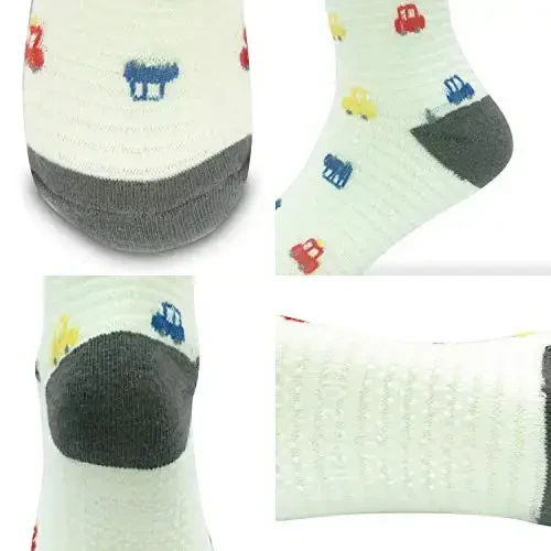 SkiBeaut Toddlers Kids Non Slip Socks Grips Sticky Slippery Crew Socks for 1-7 Years Old 12 Pairs Children Boys Girls Socks - 6