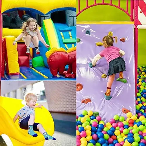 SkiBeaut Toddlers Kids Non Slip Socks Grips Sticky Slippery Crew Socks for 1-7 Years Old 12 Pairs Children Boys Girls Socks - 3