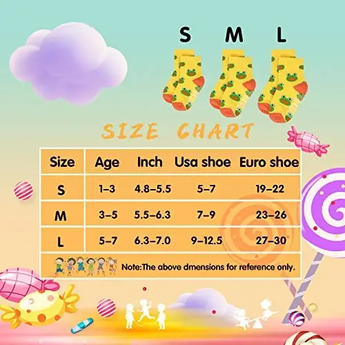 SkiBeaut Toddlers Kids Non Slip Socks Grips Sticky Slippery Crew Socks for 1-7 Years Old 12 Pairs Children Boys Girls Socks - 6