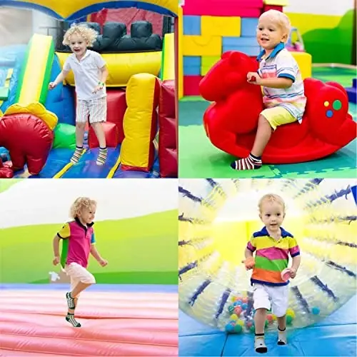 SkiBeaut Toddlers Kids Non Slip Socks Grips Sticky Slippery Crew Socks for 1-7 Years Old 12 Pairs Children Boys Girls Socks - 2