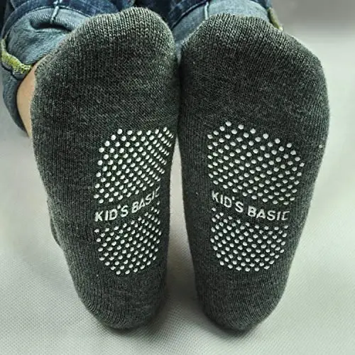 SkiBeaut Toddlers Kids Non Slip Socks Grips Sticky Slippery Crew Socks for 1-7 Years Old 12 Pairs Children Boys Girls Socks - 6