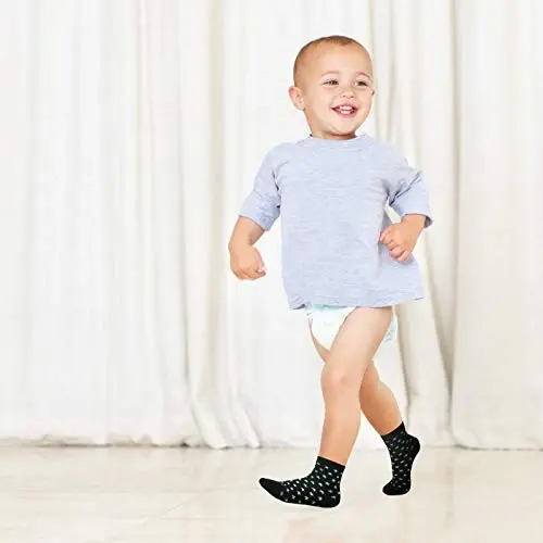 SkiBeaut Toddlers Kids Non Slip Socks Grips Sticky Slippery Crew Socks for 1-7 Years Old 12 Pairs Children Boys Girls Socks - 2