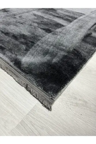 Kaymaz En Trend Yumuşak Peluş Antrasit Klasik Saçak Halı - Antrasit 
