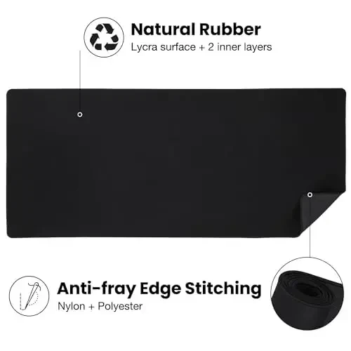 ALOANES Large Gaming Mouse Pad with Non-Slip Rubber Base,Stitched Edge,Desk mat for Laptop,Computer & PC, Wristing Pad for Gamer,Office & Home,Classic Black XXL 15.74''x35.43''x0.12'' - 3