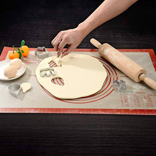 Kaymaz Silikon Hamur Matı Ölçülerle Ekstra Büyük 16''X26'' Silikon Pişirme Matı, Tezgah Matı, Hamur Açma Matı, Fırın Astarı, Fondan/Turta Kabuğu Matı Folksy Super Kitchen Kırmızı - 9