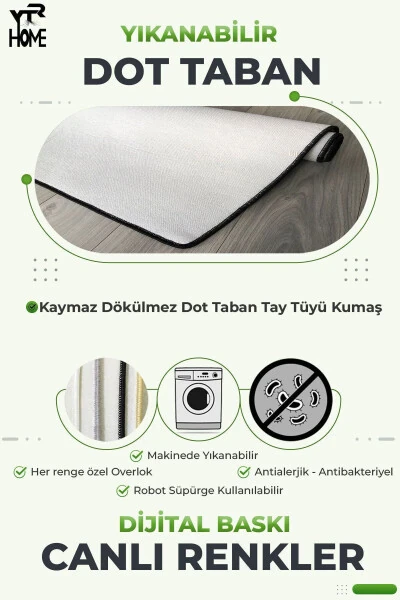 Kaymaz Taban Yıkabilir Toz Leke Tutmaz 2li Set Klozet Oval Banyo Paspas Takımı - 2