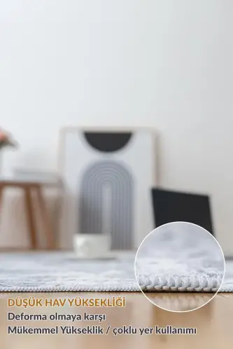 Kaymaz Taban Yıkanabilir 2'li Set Banyo Halısı Banyo Paspası Klozet Takımı (26)-bejçizgili - 3