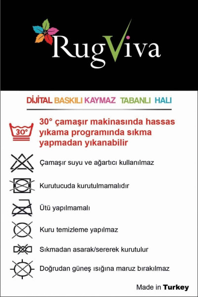 Kaymaz Tabanlı Makinede Yıkanabilir Tavşanlı Bebek Halısı Ar826 - Pembe-2 - 4
